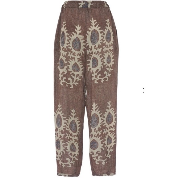 Bazar Deluxe Pants - Bazar Deluxe Bali Moka, Print Trousers Ethnic, Sz M No Drawstrings